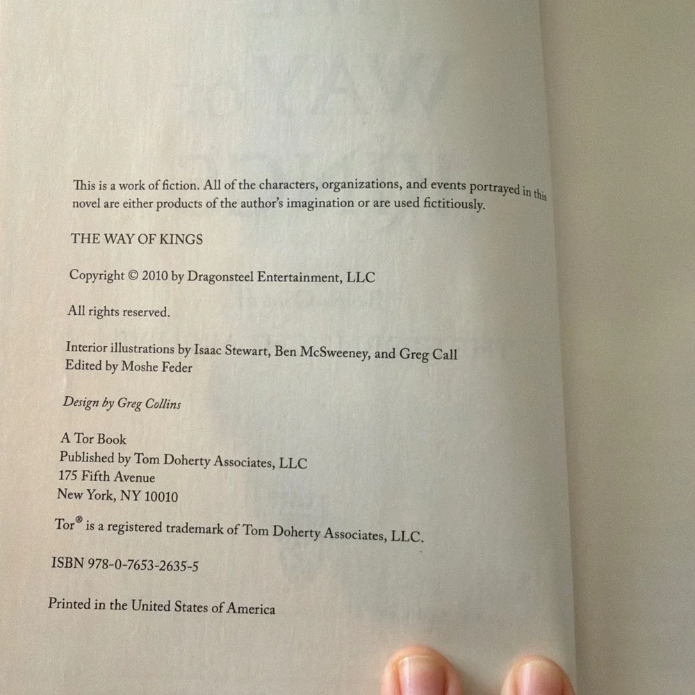 The Way of Kings Brandon Sanderson Stormlight Archive Book 1 Hardcover‎ 2010